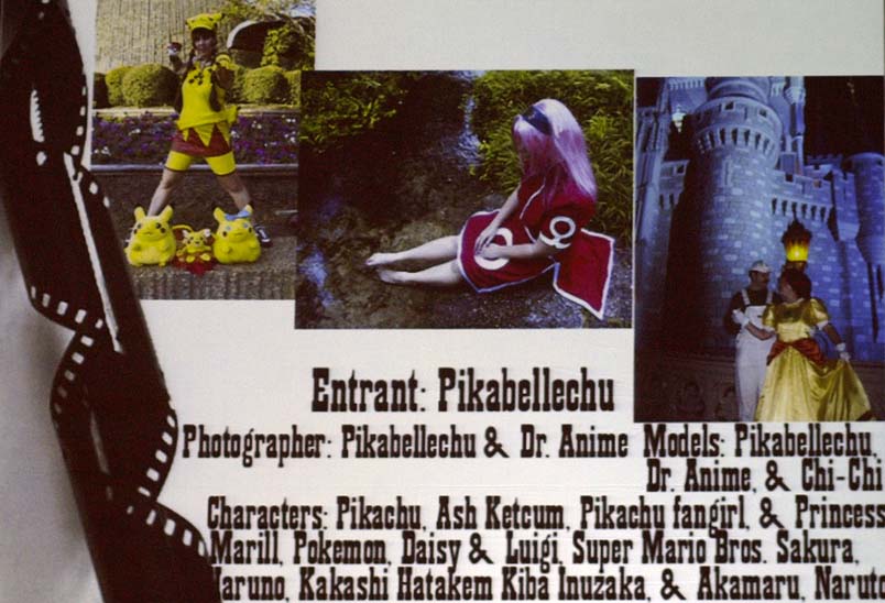 Entrant: Pikabellechu; Photographer: Pikabellechu & Dr. Anime; Models: Phikabellechu, Dr. Anime & Chi-Chi; Characters: Pikachu, Ash Ketcum, Pikachu fangirl & Princess Marill - Pokemon, Daisy & Luigi - Super Mario Bros, Sakura, Haruno, Kakashi Hatakem Kiba Inuzaka & Akamaru - Naruto